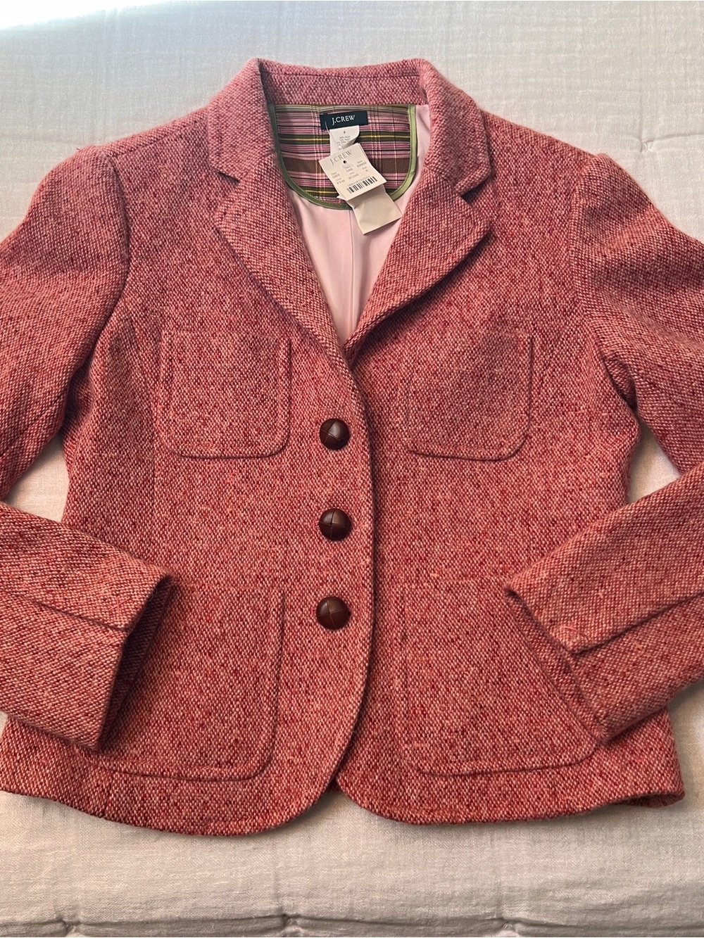 Women’s J. Crew Pink-Red Tweed Blazer
